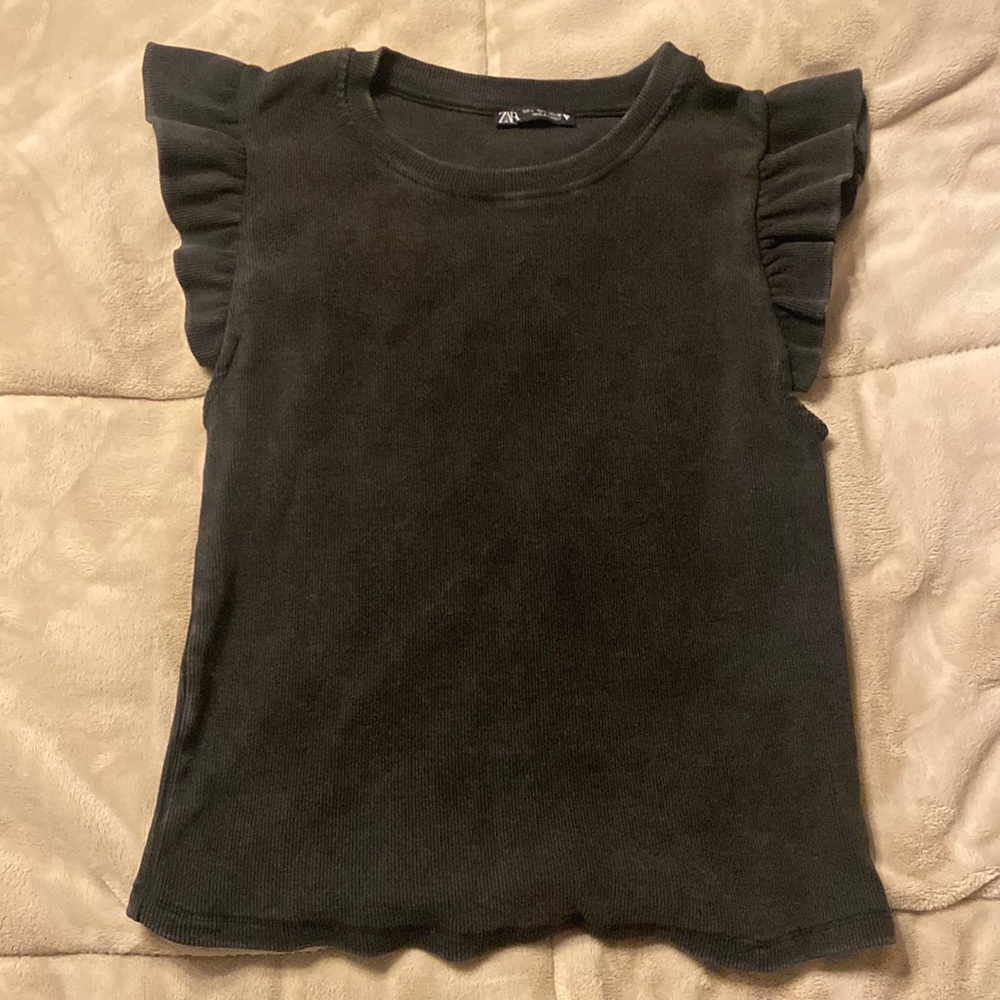 Zara Ruffle Shoulder Top
